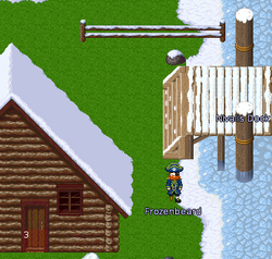 A pic of Frozenbeard (coordinates: 029-1, 79, 99) Leaving Nivalis Town Centre, at the Soul Menhir, head Northeast, passing in between the ice-skating rink and the well, then head North to the gate to the East. Go through the gate, and follow the path around until you come to Angela. Work your way Southward and you will find Frozenbeard there at the port.